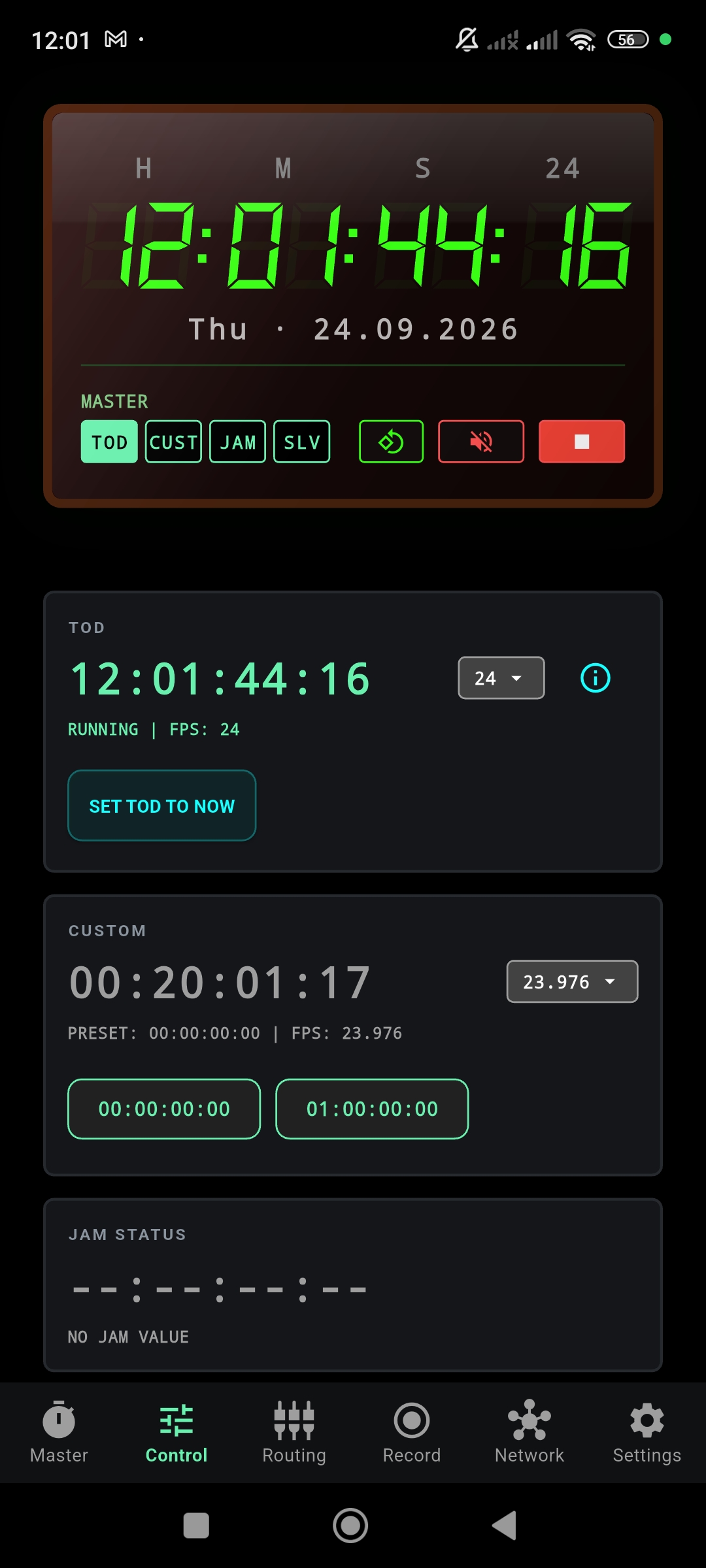 OSRTIME Control Page Overview