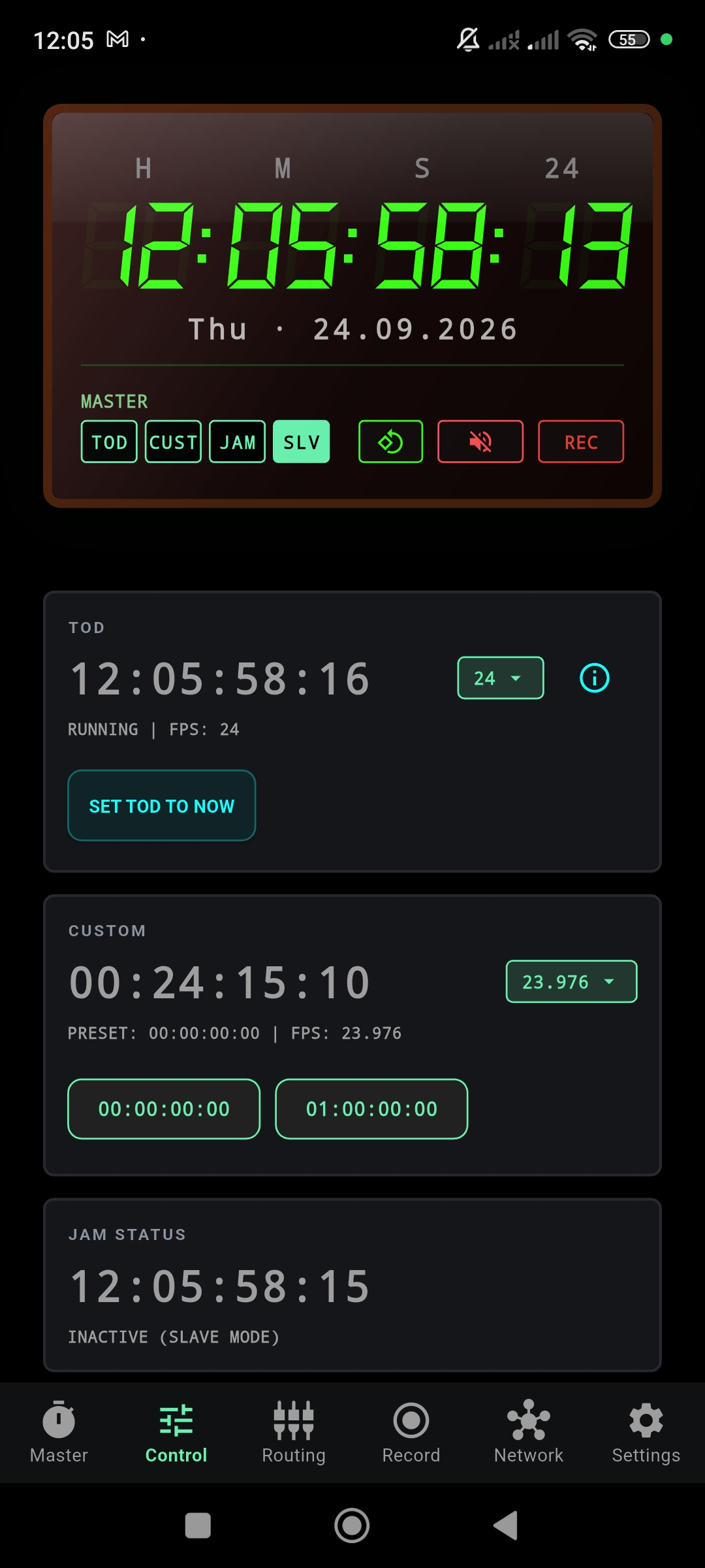 OSRTIME Control - Slave Mode Active